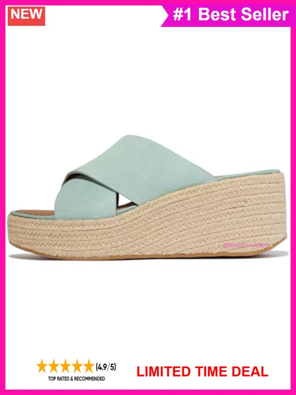Suede Espadrille Wedge Cross Slides Comfort Platform Sandals